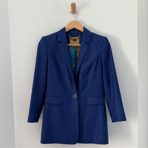 Ted Baker cobalt blue wool blazer jacket - size 0 (XS) NWOT - Picture 2 of 7
